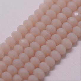 Imitation Jade Glass Bead Strands, Rondelle, Faceted