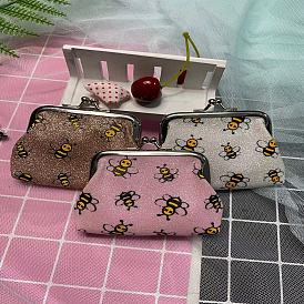 Bees Print PU Leather Kiss-Lock Wallets, Change Purse for Women