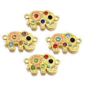 Alloy Links, with Colorful Resin and Rhinestone, Elephant