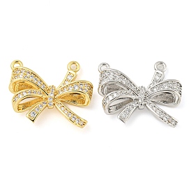 Rack Plating Brass Micro Pave Cubic Zirconia Pendants, Cadmium Free & Lead Free, 
Long-Lasting Plated, Bowknot