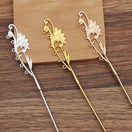 Accessoires de bâton de cheveux en fer, fleur en alliage avec boucles