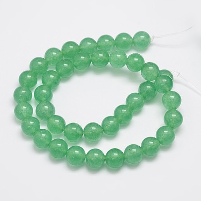 Hebras de perlas de jade malasia naturales y teñidos, aventurina verde imitación, rondo