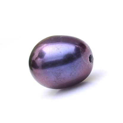 Culture des perles perles d'eau douce naturelles, demi-percés perles, riz, mélangé teint et non teint, 6~8x6~7mm, demi-trou: 0.8 mm