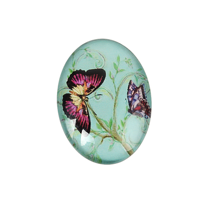 Cabuchones de cristal ovales de impresa mariposa 