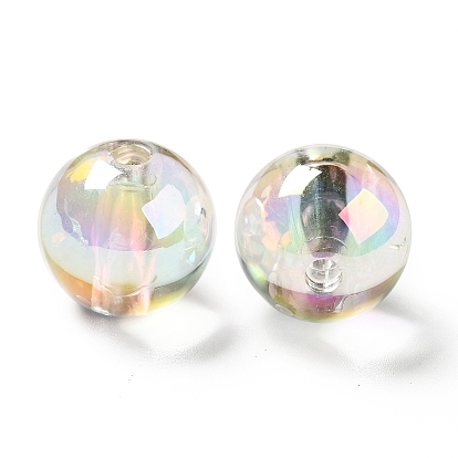 Two Tone UV Plating Rainbow Iridescent Acrylic Beads, Round