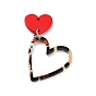 Valentine's Day Opaque Acrylic Pendants, with Iron Jump Rings, Leopard Print Heart