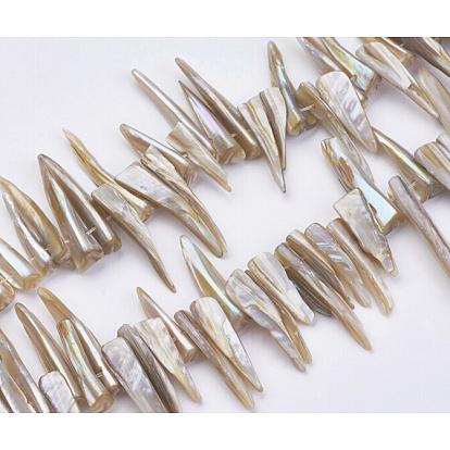 Chapelets de perles de coquillage naturel, bâton de pépite