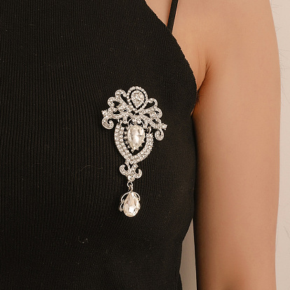 Alfileres de diamantes de imitación de corona, Broche de aleación en tono platino para ropa de mochila.