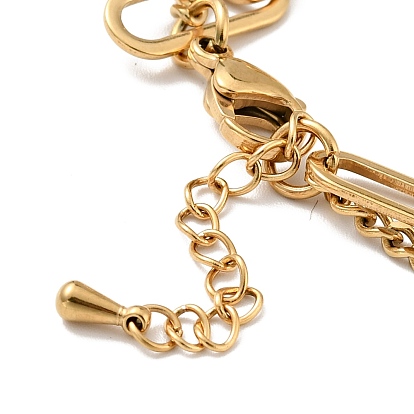 Bracelet multirangs charm boule ronde, placage sous vide 304 bracelet à chaînes double couche en acier inoxydable pour femme