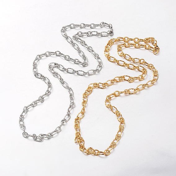 Унисекс 304 текстурированные ожерелья-цепочки из нержавеющей стали, с карабин-лобстерами 