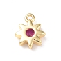 Brass Charms, with Glass, Sun Charm, Real 18K Gold Plated