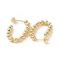 Brass Beaded Oval Stud Earrings, Half Hoop Earrings for Women