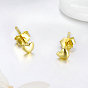 925 Sterling Silver Stud Earrings, Heart, with 925 Stamp, Real 18K Gold Plated