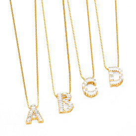 Sparkling CZ Alphabet Necklace for Women - Minimalist 26 Letter Pendant Jewelry (NKN43)