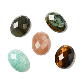 Natural Gemstone Cabochons, Faceted, Oval