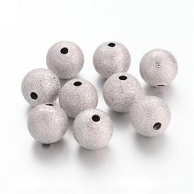 Perles en laiton texturées, sans plomb, ronde, 10mm, Trou: 1.8mm
