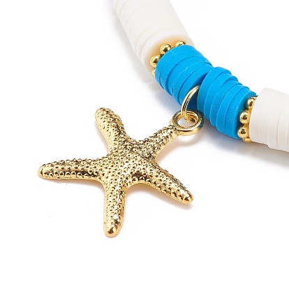 4 шт. 4 набор браслетов ручной работы из полимерной глины Heishi Surfer Stretch, браслеты из сплава в форме ракушек и морских звезд, штабелируемые браслеты для женщин