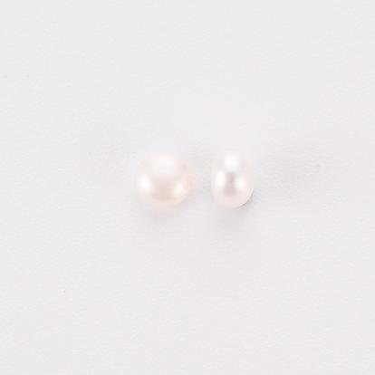 Natural Cultured Freshwater Pearl Beads, Half Drilled, Rondelle