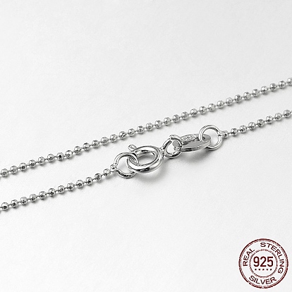 Tendance 925 colliers de chaîne de boule d'argent sterling, à ressort fermoirs à anneaux, fine chaîne