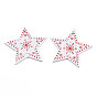 Christmas Theme Spray Painted Wood Pendants, Single-Sided Printed, Star with Snowflake