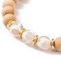 2 pcs 2 ensemble de bracelets de perles mala de style, cristal de quartz naturel et bois et perles dzi d'hématite synthétique bracelets extensibles pour femmes