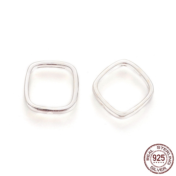 925 Sterling Silver Bead Frames, with 925 Stamp, Square
