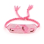 Friendship Flamingo Loom Pattern Seed Beads Bracelets for Women, Adjustable Tassel Nylon Cord Braided Bead Bracelets