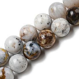 Brins de perles d'opale dendritique naturelle, ronde