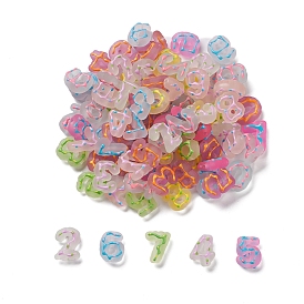 Transparent Frosted Acrylic Beads, with Enamel, Number