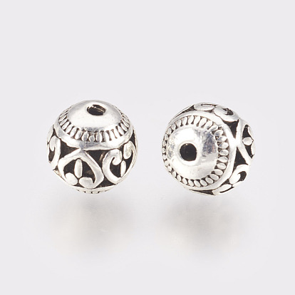 Tibetan Style Alloy Beads, Hollow Round with Heart