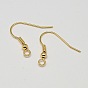Brass Earring Hooks, Ear Wire, with Horizontal Loop, Cadmium Free & Nickel Free & Lead Free