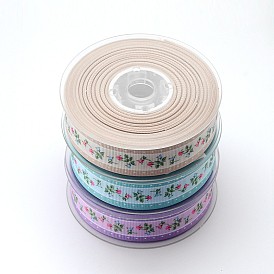 Flower Printed Grosgrain Ribbons, 1 inch(25mm), about 100yards/roll(91.44m/roll)