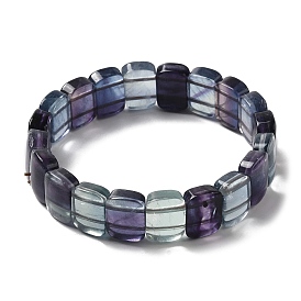 Natural Fluorite Rectangle Beaded Stretch Bracelets, Tile Bracelet