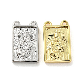 Rack Plating Brass Rectangle Charms with 2 Loops, Long-Lasting Plated, Cadmium Free & Lead Free