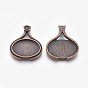 Tibetan Style Alloy Cabochon Settings, Lead Free and Cadmium Free, Oval, 36x30x5mm, Hole: 3mm, Tray: 25x18mm,4.8mm
