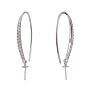 925 Sterling Silver Micro Pave Cubic Zirconia Earring Hooks, For Half-drilled Beads