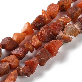 Raw Rough Natural Carnelian Beads Strands, Nuggets