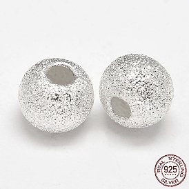 Круглые 925 стерлинговые серебряные бусы, 7x8.5 мм, Отверстие : 3 мм , около 33 шт / 20 г