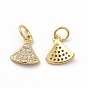 Rack Plating Brass Micro Pave Cubic Zirconia Charms, Triangle Charm, with Jump Ring
