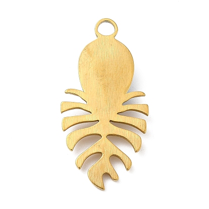 Real 18K Gold Plated 304 Stainless Steel Pendants, with Glass, Leaf Charms