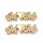 Brass Micro Pave Cubic Zirconia Connector Charms, Mother's Day Links, Word M Heart M