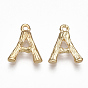 Brass Pendants, Letter, Real 18K Gold Plated