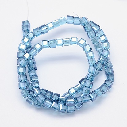 Lustre à facettes cube de perles perles de verre de galvanoplastie plaqués brins