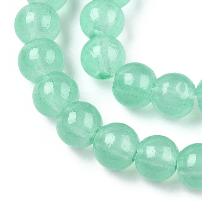 Cuisson imitation peinte jade verre brins de perles rondes