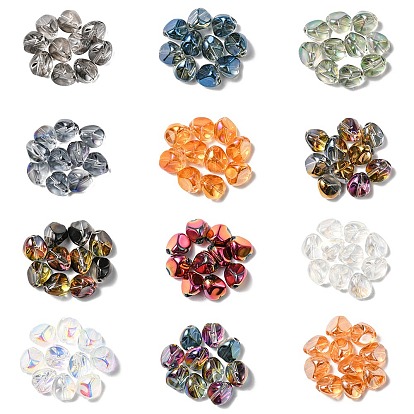 120Pcs 12 Style Electroplate Glass Beads Strands, Nuggets