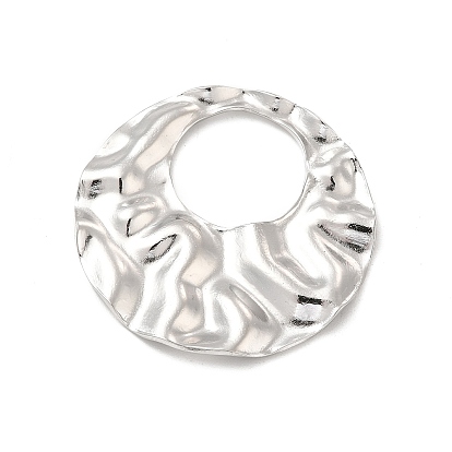 Revestimiento iónico (ip) 304 colgantes de acero inoxidable, textura, encanto de anillo redondo