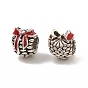 Alloy Enamel European Beads, Large Hole Beads, Pine Cone with Bowknot