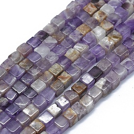 Natural Chevron Amethyst Beads Strands, Cube