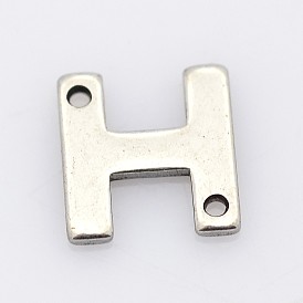 201 Stainless Steel Letter H Slice Links, 7x7x0.8mm, Hole: 1mm