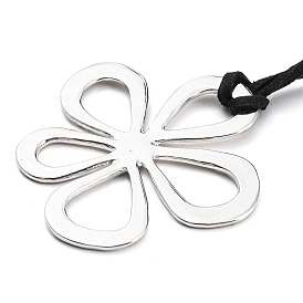 Колье-чокер с регулируемым запахом и вощеным шнуром, ожерелье с подвеской в виде полого цветка из сплава